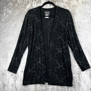 PG Collections Cardigan Womens Small Black Floral Burnout Velvet Open‎ (1659)